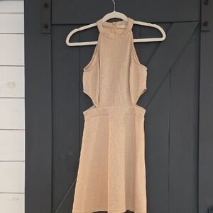 Altar'd State Shimmering Gold Mini Dress